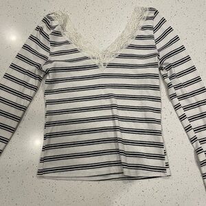 Women’s black and white striped long sleeve